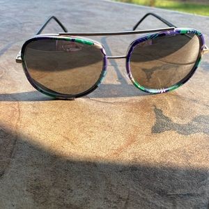 Mirrored Aviator Women’s Fashion Sunglasses Purple Green White Colors